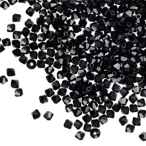 Bead 1440pk jet, Preciosa Czech crystal 3mm bicone