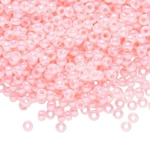Seed bead, TOHO BEADS&reg;, glass, pkg/7.5g, #8 round, opaque ceylon innocent pink (TR-08-145).
