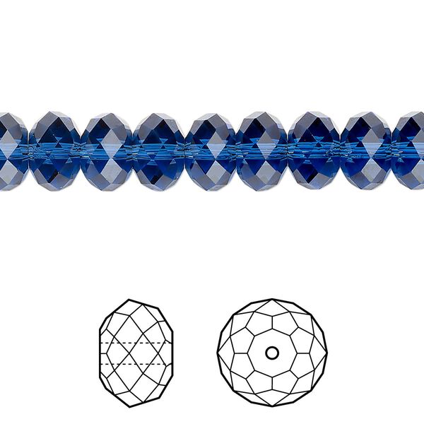 Bead 144pk dark sapphire, Crystal Passions&reg; Regenerated 8x6mm rondelle 5040 image number 0