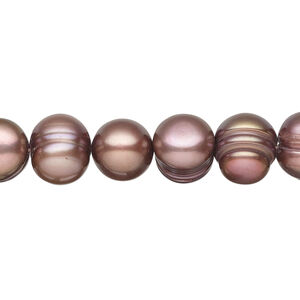 Freshwater pearl 1pkg1, semi-round, 15 inch cerise 8-10mm cultured