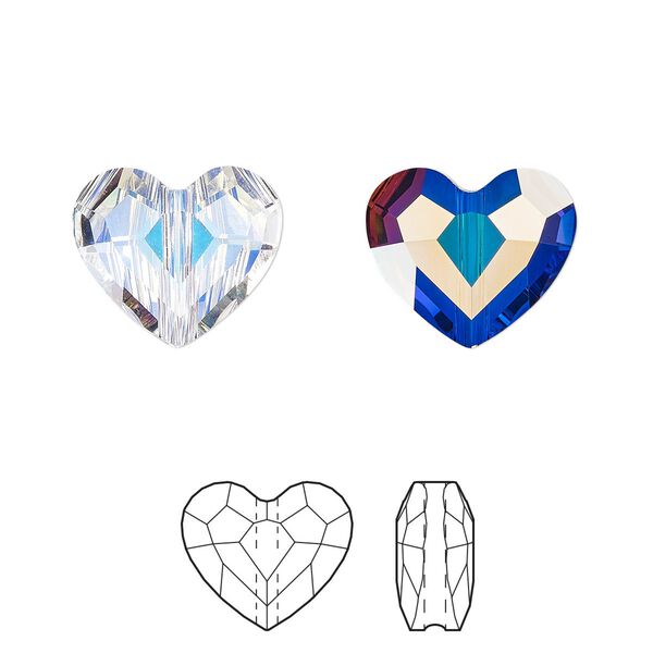 Bead 4pk crystal AB, Crystal Passions&reg; 12mm love 5741 image number 0