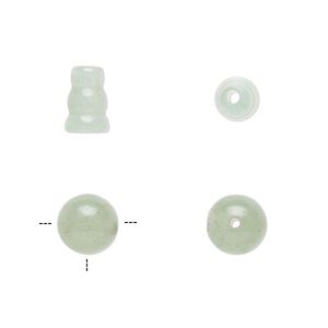 Green aventurine 2pkg2, T-drilled round / cone bead natural 8mm / 8x5mm-9x6mm