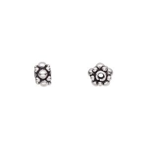 Bead 1pkg1troyoz sterling silver, 7x6mm beaded rondelle, antiqued