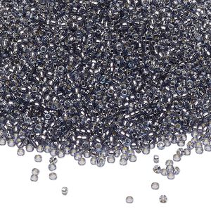 Seed bead, Miyuki 1pkg250g glass, #15 rocaille, Duracoat&reg; transparent silver-lined Prussian blue / outside dyed (RR-4276)