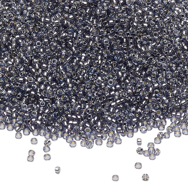 Seed bead, Miyuki 1pkg250g glass, #15 rocaille, Duracoat&reg; transparent silver-lined Prussian blue / outside dyed (RR-4276) image number 0