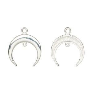 Charm, sterling silver, 16x15mm single-sided naja with loop. Sold individually.