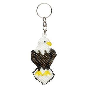 Keychain, glass and steel, multicolored, 4-1/2 inches with 66x38mm 3D eagle and 22mm split ring. Sold individually.