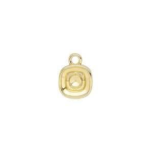 "Pewter" (zinc-based alloy) 1pkg2, square / faceted cushion setting gold-finished 10mm / 8mm Almost Instant Jewelry&reg;