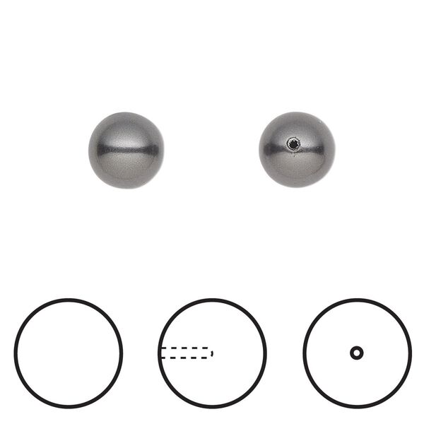 Pearl 250pk black, Swarovski&reg; 8mm half-drilled round 5818 image number 0