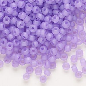 Seed bead, Dyna-Mites&trade;, glass 1pkg0.5kg, #6 round, translucent matte inside dyed color lilac (213MA 6/0 RR)