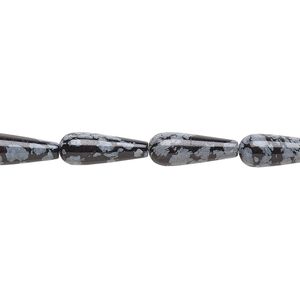 Snowflake obsidian 1pkg1, teardrop bead natural 15.5-16 inch 16x6mm
