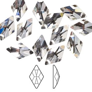 Flat back 12pk crystal foil back, Crystal Passions&reg; 13x8mm rhombus 2709
