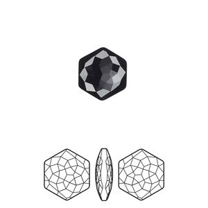 Fancy stone 2pk jet, Crystal Passions&reg; 11.2x10mm thin hexagon 4683