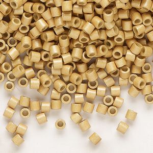 Seed bead, Delica&reg; 1pkg7.5g glass, #8 round, Duracoat&reg; opaque matte galvanized gold / outside dyed (DBL-1832F)