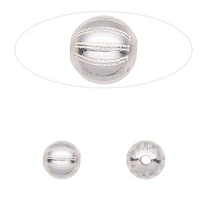 Bead 1pkg1 sterling silver, 8mm fluted round / melon / laser-cut