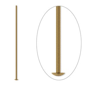 Head pin 1pkg500 gold-plated, 1.5 inch, 21 gauge brass antique