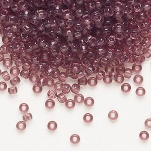 Seed bead, Miyuki, glass, pkg/50g, #8 rocaille, transparent smoky amethyst (RR-142).