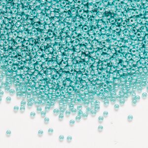 Seed bead, Miyuki, glass, pkg/250g, #15 rocaille, opaque luster teal (RR-435).