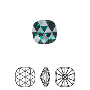 Fancy stone 1pk emerald foil back, Crystal Passions&reg; 12mm rose cut cushion 4471