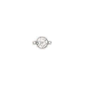 Link 1pkg1, antiqued sterling silver, 6.5mm single-sided domed round with open hearts.