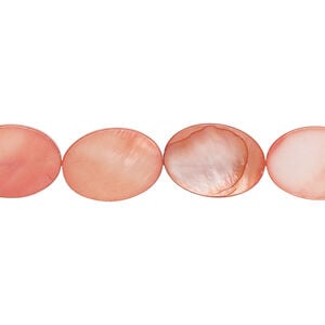 Mother-of-pearl shell 1pkg1, flat oval bead 15 inch tulip 14x10mm-15x11mm