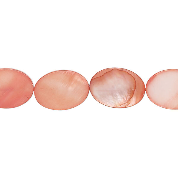 Mother-of-pearl shell 1pkg1, flat oval bead 15 inch tulip 14x10mm-15x11mm image number 0