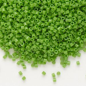 Seed bead, Delica&reg;, glass, pkg/7.5g, #15 round, opaque green (DBS-0724).