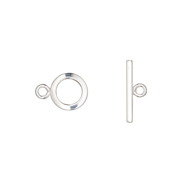 Clasp toggle 1pkg2 sterling silver, 9mm round, 1-strand image number 0