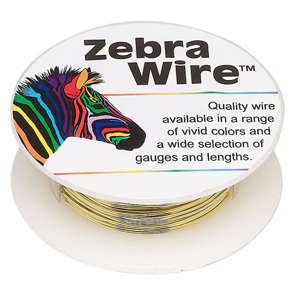 Wire, Zebra Wire&trade;, brass, round, 22 gauge. Sold per 15-yard spool. image number 0