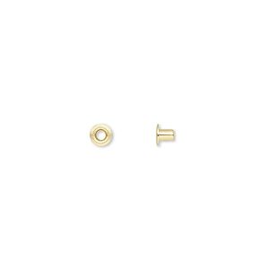 Eyelet, brass, 3.5x3mm with 2.5x1.9mm tube and 1.4mm inside diameter, fits 2mm hole. Sold per pkg of 100.