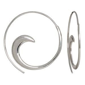 Earring, Create Compliments&reg;, sterling silver, 33mm hoop with wave. Sold per pair.