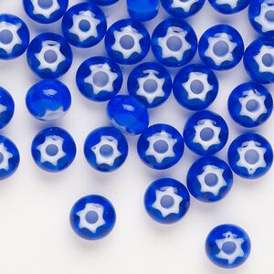 Seed bead, Preciosa Ornela Czech glass, pkg/20g, #32 cornelian star rocaille, opaque blue and white, (33710).