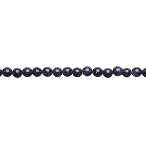 Bead, blue goldstone (glass) (man-made), 3mm round. Sold per 15-1/2" to 16" strand.