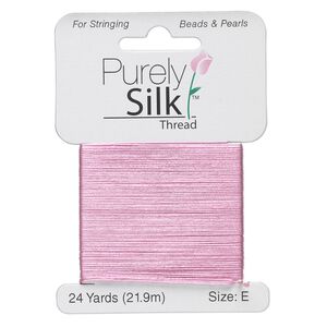 Thread, Purely Silk&trade;, strawberry pink, size E. Sold per 24-yard card.