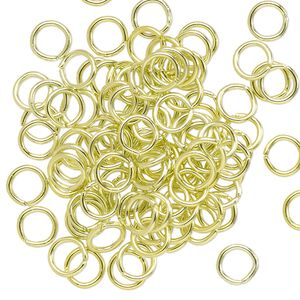 Jump ring 1pkg100 aluminum, 6mm round, 18 gauge / 4.2mm inside diameter / light green