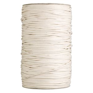 Cord, waxed cotton, ivory, 3mm round. Sold per 25-yard pkg.