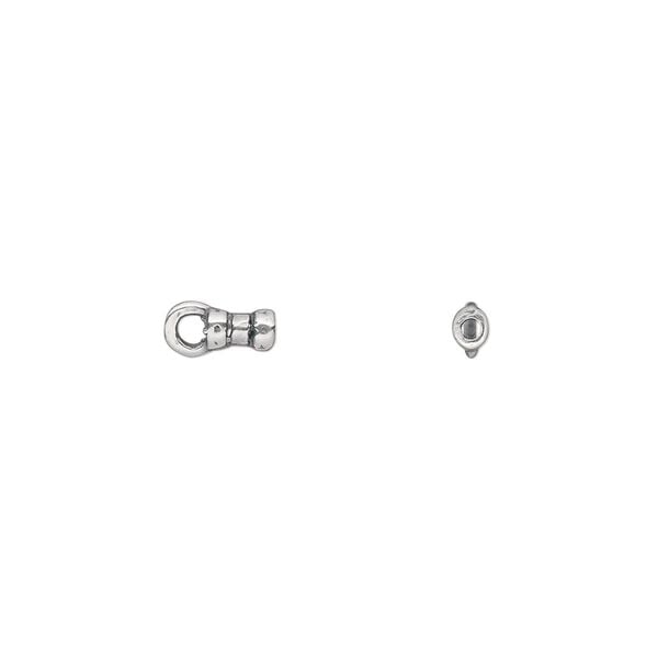 Crimp end 1pkg4 silver-plated pewter, 4x2.5mm tube / loop / 1mm inside diameter, antiqued / JBB Findings image number 0