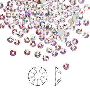 Flat back 1440pk crystal AB foil back, Preciosa MAXIMA Czech crystal rhinestone 3-3.2mm chaton rose round SS12