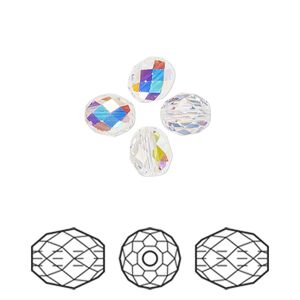 Bead 4pk crystal AB, Crystal Passions&reg; 7x6mm olive briolette 5044