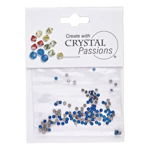 Flat back 144pk Capri blue foil back, Crystal Passions&reg; 1.7-1.9mm rose round SS5 2058