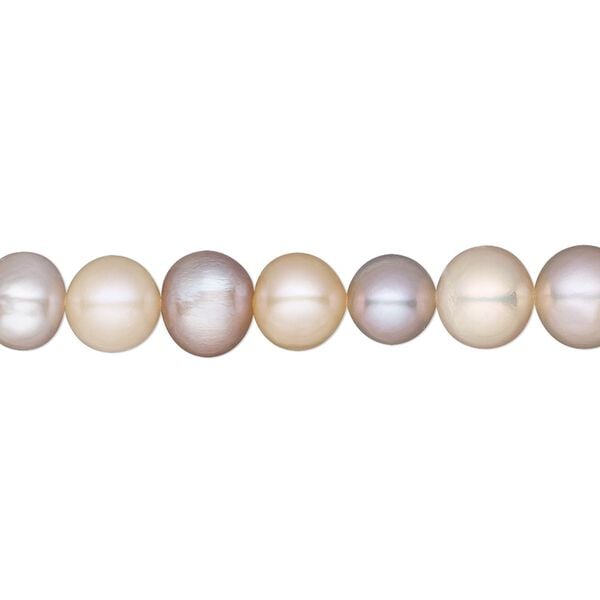 Pearl, White Lotus&trade;, cultured freshwater, mauve and peach, 7-7.5mm semi-round, B- grade, Mohs hardness 2-1/2 to 4. Sold per 15-1/2" to 16" strand. image number 0