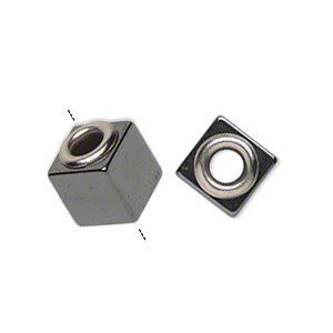 Hemalyke&trade; / brass 1pkg4, imitation rhodium-plated cube bead 12x10mm Dione&reg;