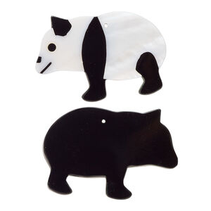Kabibe shell 1pkg1, panda focal white and black 39x25mm