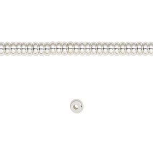 Bead 1pkg1 silver-finished, 4x2mm rondelle, brass 8 inch
