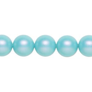 Pearl 25pk iridescent light turquoise, Crystal Passions&reg; 10mm round 5810