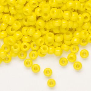 Seed bead, Miyuki, glass, pkg/250g, #6 rocaille, opaque yellow, (RR-404).