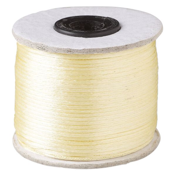 Cord, Satinique&trade;, satin, cream, 1mm. Sold per 200-foot spool. image number 0