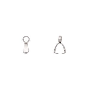 Bail, ice-pick, stainless steel, 5x2.5mm, 4mm grip length. Sold per pkg of 10.