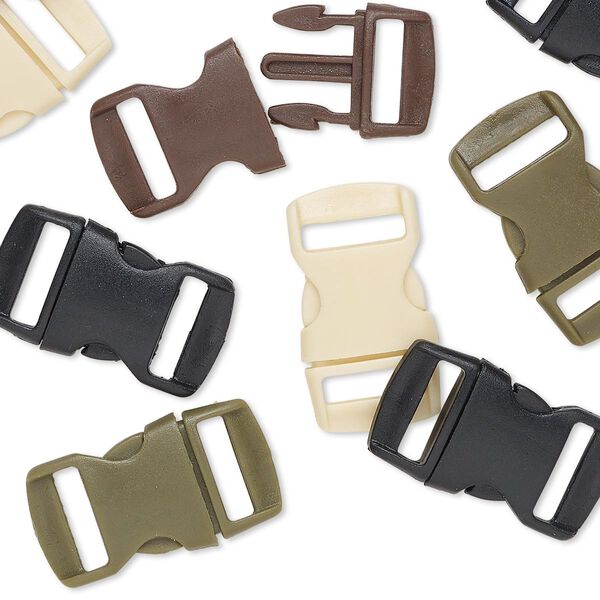 Clasp buckle mix 1pkg12, 30x16mm, plastic mixed color 1-strand image number 0
