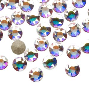 Round stone 144pk crystal AB foil back, Swarovski&reg; 7.07-7.27mm light round SS34 1098